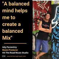 A balanced mind helps me to create a balanced mix | Ady Mixing Engineer from Hit The Road Music Studio at a painted wall