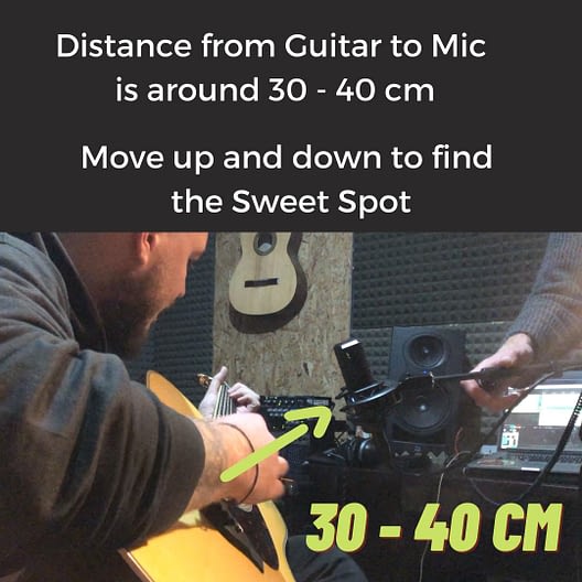 Acoustic Guitar Sweet Spot 30 - 40 cm for Recording with 1 microphone