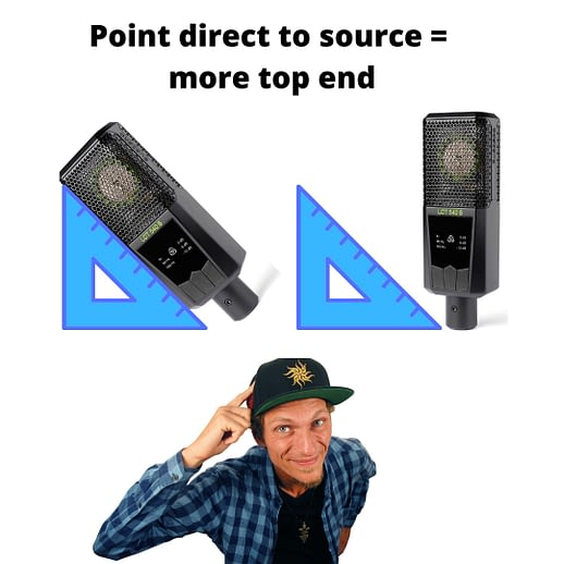 Point the microphone direct to the source to get more top end - easy to understand guide