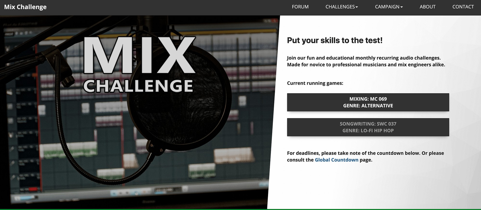 Mix challenge with hit the road music studio