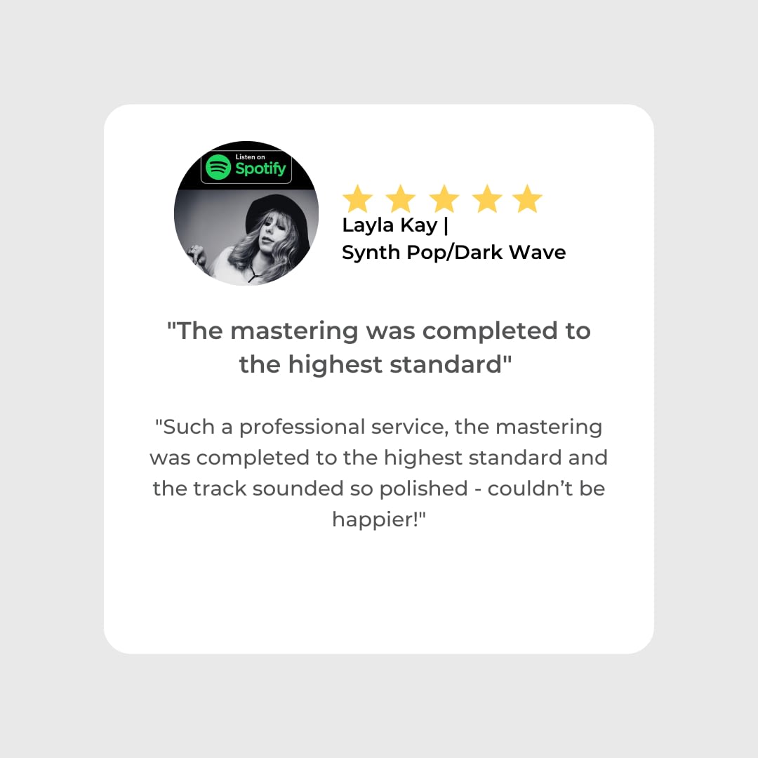 Layla Kay | Synth Pop / Dark Pop | Client Review Hit The Road Music Studio | "Such a professional service, the mastering was completed to the highest standard and the track sounded so polished - couldn’t be happier!"