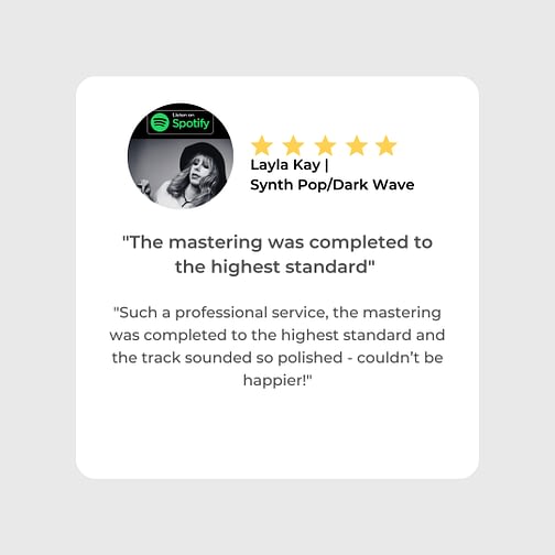 Layla Kay | Synth Pop / Dark Pop | Client Review Hit The Road Music Studio | "Such a professional service, the mastering was completed to the highest standard and the track sounded so polished - couldn’t be happier!"